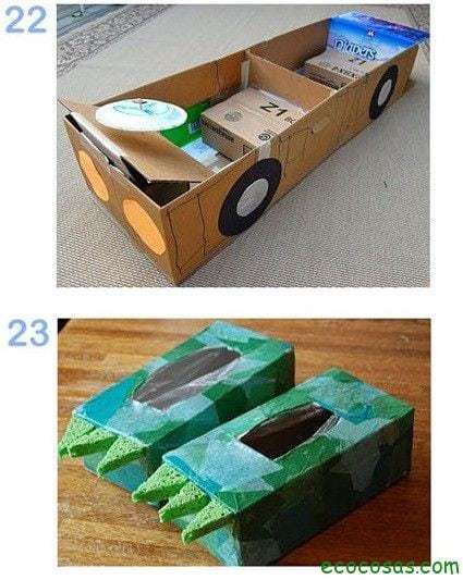 automovil de carton  25 formas de reciclar cajas de cartón para que tus hijos se diviertan