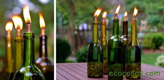 Manualidades con botellas de vidrio o cristal 3 lamparas con botellas de vidrio