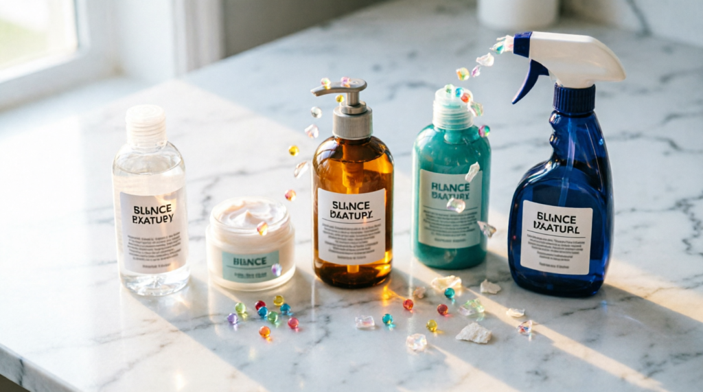 Microplásticos ocultos en cosmética y limpieza: Guía para identificarlos y alternativas reales 3 Microplásticos ocultos en productos cosméticos y de limpieza del hogar - partículas sintéticas invisibles en champú, crema y gel de ducha"
